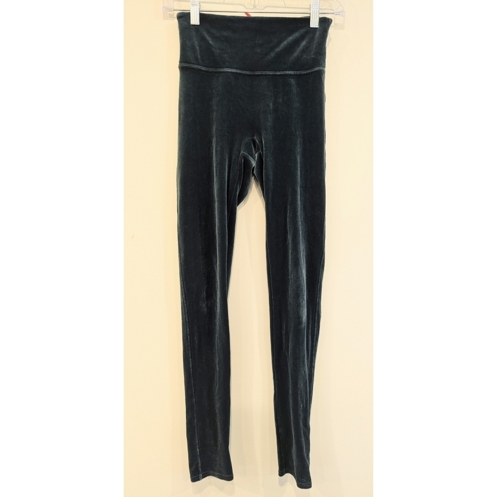 Spanx High Waist Velvet Green Leggings Size Small - Picture 2 of 8